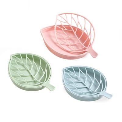 China Bathroom Sink Leaves/Bathroom Auto Drain/Kitchen/Shower Form Tray Supplies Gadget Case Sponge Soap Box Holder Bathroom Shower Storage Dish for sale