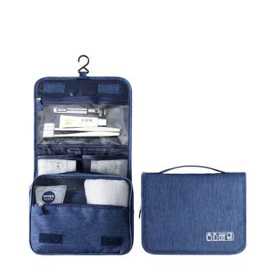 China 3Pcs Vintage PVC Blue Clear Pouch Vinyl Air Waterproof Zipper Makeup Travel Makeup Cosmetic Toiletry Bag With Hanging Hook for sale