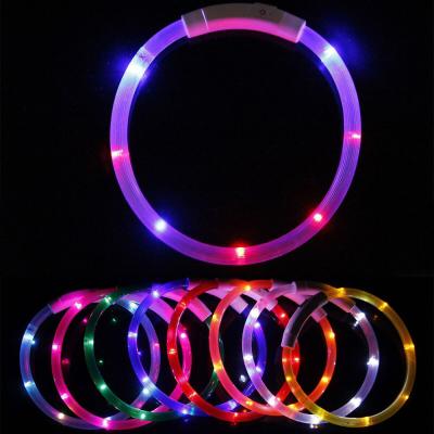 China DETACHED PVC+ABS Glow USB LED Luminous Rechargeable Flashing Dog Collar for Christmas for sale