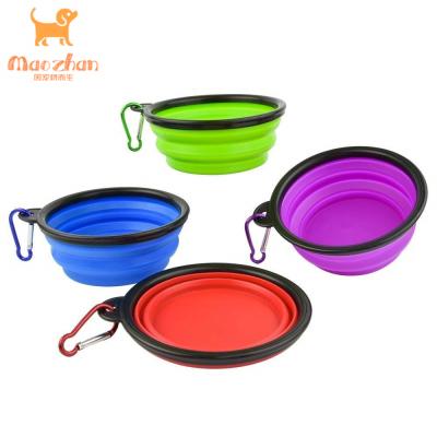 China Custom Logo Foldable Silicone Pet Water and Food Bowl Travel Collapsible Automatic Dog Feeding Bowl for sale