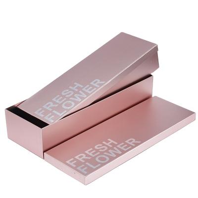 China OEM Rectangle Printing Styles Recyclable Big Pink Flower Paper Flower Custom Paper Logo Eco-friendly Materials Rigid Shipping Boxes for sale