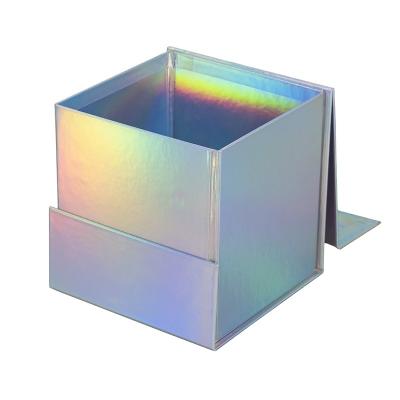 China Customized Foldable Recyclable Recycle Fashionable Exquisite Holographic Magnetic Cube Gradient Clamshell Gift Rigid High Grade Paper Box for sale