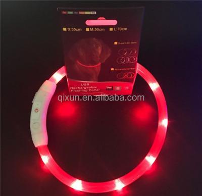 China Lights Wholesale Price Glow Luminous USB Rechargeable Led Flashing Dog Collar For Christmas for sale