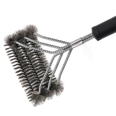 China Easily Cleaned Custom Logo Printing Stainless Steel Kitchen Stiffen Cleaning Brushes Cooking Tool Barbecue BBQ Grill Brush for sale