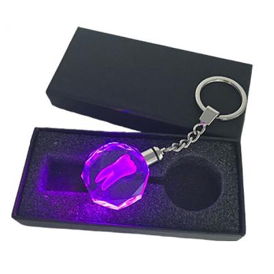 China Crystal Custom 3D Laser Engraved Logo Key Chain , Leaded Crystal Key Chain for sale