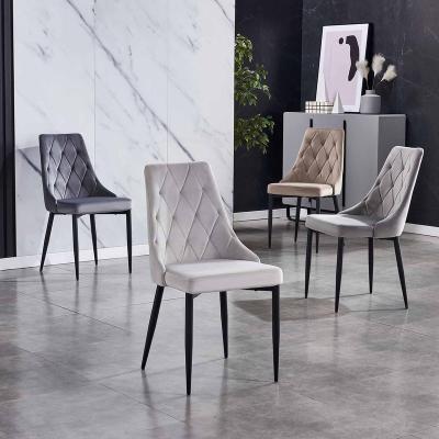 China Adjustable Arm Luxury Restaurant Dining Room Furniture Modern Fabric Velvet Dining Chairs With Metal Legs for sale