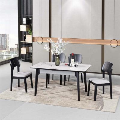 China Modern Italian Modern Folding Furniture Extendable Dining Table Sets 6 Luxury Chairs Chipboard Ceramic Marble Stone Dining Table Set for sale