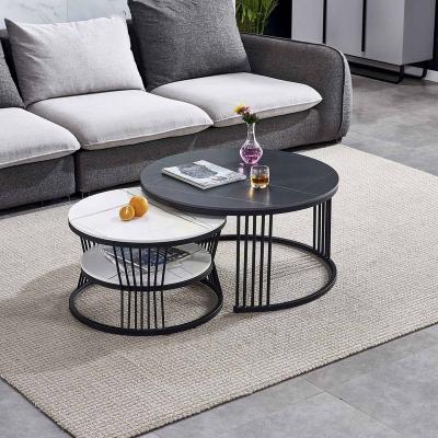 China Luxury Modern Nordic Round Marble Coffee Table Set Modern Stainless Steel Coffee Tables otros muebles de sala Living Room Furniture for sale