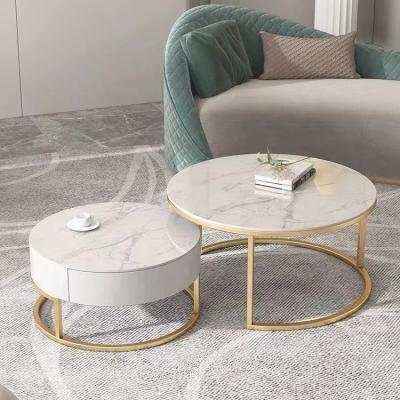 China Modern marble coffee table modern round living room simple and suitable for small rooms marble top coffee table for sale