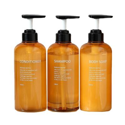 China Wholesale Tern 500ml/300ml Luxury Plastic Circular Shampoo And Conditioner Bottles for sale