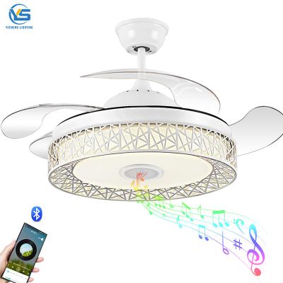 China Modern Modern Retractable LED Ceiling Fan Light With Remote Control 42 Inch Height With Light Fans For Home Ceiling Fan 110v 220v for sale