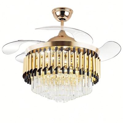 China Modern Crystal Chandelier With Fan 42inch With Remote Control Ceiling Fans With Crystal Chandeliers For Home Decoration for sale