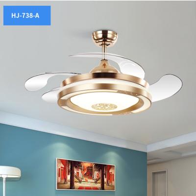 China Modern Modern Retractable Fan Light Chandeliers LED Ceiling Light Fan With Remote Control For Residential for sale