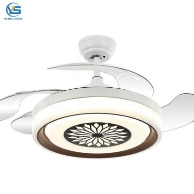 China Modern 42 inch 110v 220v Folding Modern Remote Control Ceiling Fans With Lights Lamp Led Designer Luz Scam Ventilador Oculto Techo for sale