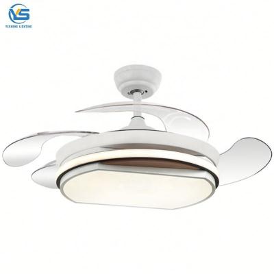 China Modern 42 inch 110v 220v Folding Modern Remote Control Ceiling Fans With Lights Lamp Led Designer Luz Scam Ventilador Oculto Techo for sale