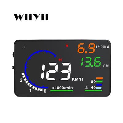 China Water Temperature WiiYii Factory Direct 5.5 Inch A8 HUD OBD2 Car Over Head Up Speed ​​Alarm HUD Display for sale