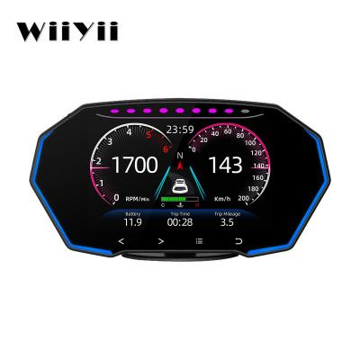 China Cyberpunk 2022 Hot Selling F11 Auto Electronic HUD Tpms Show New For Car OBD2 Gauge HUD System GPS Tachometer With Ticking-C Interface for sale