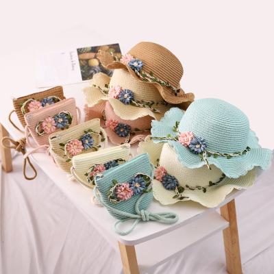 China New Summer Parent-child Summer Dobby Straw Hat Straw Bag Set Beach Sun Hat Breathable Hat Wholesale for sale