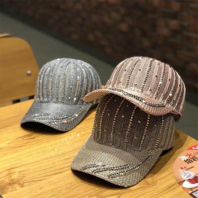 China breathable & Waterproof Korean Women Fashion Sunshade Hat Hollow Diamond Hats Baseball Hat New Breathable Hat for sale