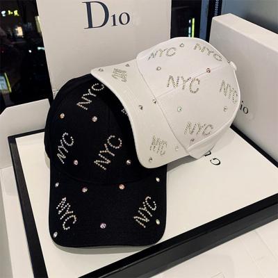 China breathable & Waterproof Women Fashion Sun Hats Letter Sports Hat Diamond Baseball Hats Summer New Casual Hat for sale