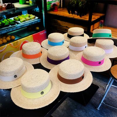 China Top Hand Striped Wide Brim Summer Hat - 2021 New Woven Bucket Hat Straw Hats Raffia Beach Cap for sale