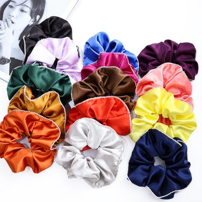 China Wholesale Fashion Women Girls Hair Decoration Diamond Elastic Hair Ties Velvet Ponytail Hair Scrunchies for sale