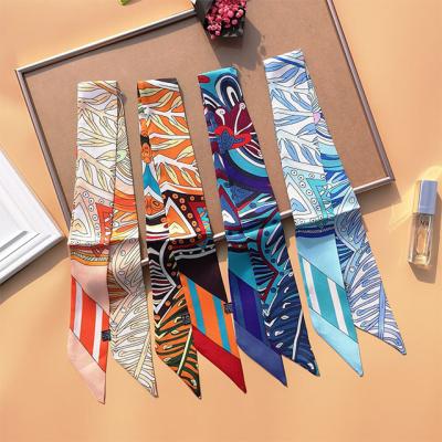 China Long Designer Famous Brands Silk Scarf Tie For Women Scarves Elegant Satin Headband Headband Ribbon for sale