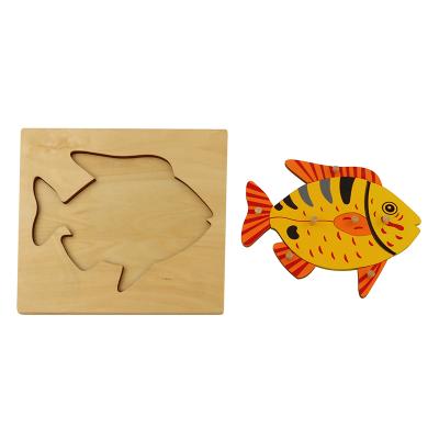 China BO008 educational toy fish puzzle toys montessori biology equipment materials wooden educational toys for children for sale