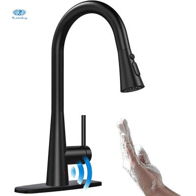 China Sense Faucets Smart Touchless Kitchen Faucet Motion Sensor Activated Hands Free Kitchen Faucet With Pull Down Spray Head for sale