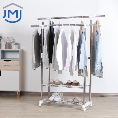 China JMJ CLASSIQUE 2021 Space Saving Movable Stainless Steel Indoor Home Laundry Stand Hanger Clothes Drying Rack for sale