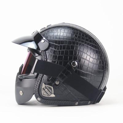 China SUBO Retro Vintage 3/4 Helmet Cruiser Scooter Casco Moto Retro Helmet Detachable Motorcycle Crash Helmet for sale