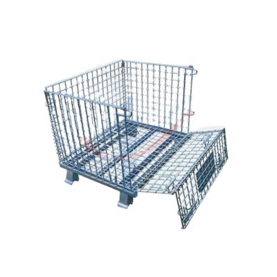 China Euro Collapsible Collapsible Wire Mesh Storage Cage Pallet Basket for sale