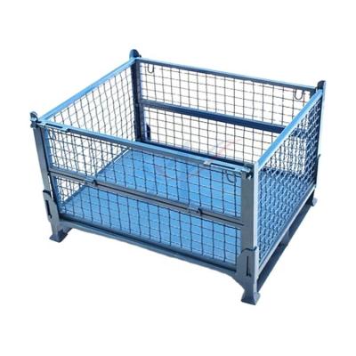 China Blue Esd Protection 800kg Capacity Wire Mesh Cage Metal Bin Storage Container for sale