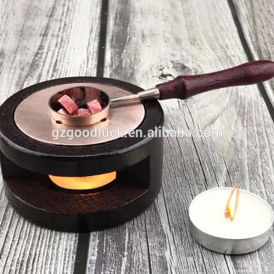 China Other Retro Wood Seal Stamp Wax Fire Heater Melting Spoon Stamp Tool Furnace Stove Red Copper Pot for sale