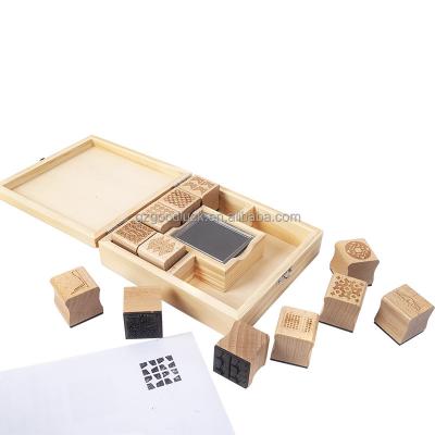 China Children's Toy Cartoon Custom Design DIY Wooden Rubber Stamps Set Eco-Friendly Material for sale