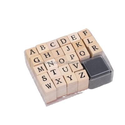 China Children's Toy A-Z Letter 0-9 Digital Combination Rubber Stamp Wooden Set for sale