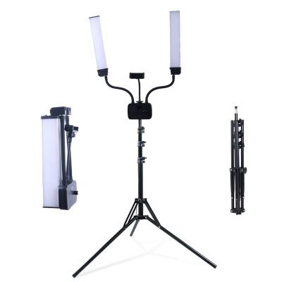 China Professional Photographic 40W PORTABLE TDC Dimming Double-arm Fill Light Led Photography Studio Light Lamp with Adjustable Tripod Stand for sale