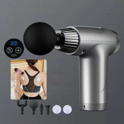 China Body 2022 30 Speed ​​Mini Muscle Deep Tissue Percussion Massager Touch Screen Fascia Gun With EMS LCD Display Low Noise Massagegun for sale