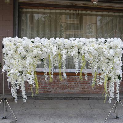 China Fabric back + arch wholesale flower wall backdrop wedding flower wall decoration discount restaurant decoration high simulation flower for sale