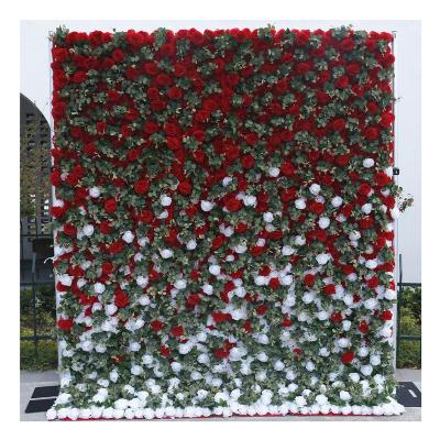 China Cloth back + high simulation flower Chinese flower wall 5D gradient wrap flower wall backdrop silk flower for sale