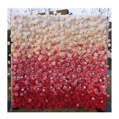 China Cloth back + artificial 5d high simulation flower gradient wedding mounted flower wall fabric backdrop for wedding decoration for sale