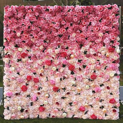 China Fabric Back + High Artificial Silk Background Backdrop Flowers Rose Hydrangea Flower Wall Curtain Simulation Flower Wedding For Wall for sale