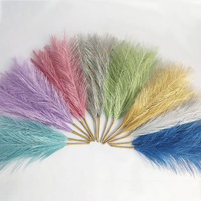 China Fashional Popular Artificial Pampas Grass Metal Reed 45cm 6 Fork Artificial Pampas Grass Decor Small Pampas Grass Ornaments for sale