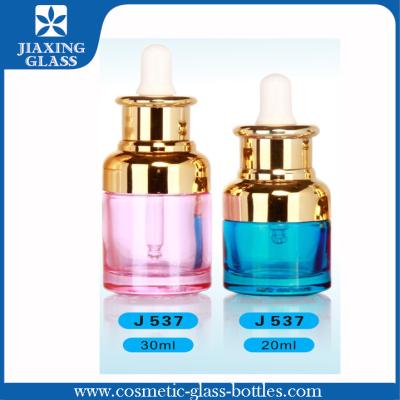 China Clear 1oz Glass Dropper Bottle , Small Glass Bottles With Droppers Color Coating Round for sale