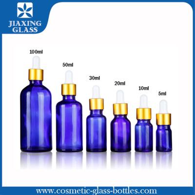 China 1Oz Cobalt Blue Essential Oil Glass Bottle With Glass Eye Dropper for sale