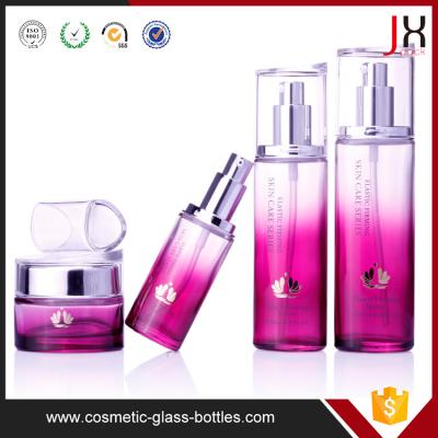 China Screen Printing / Coating 50g 60ml 100ml 120ml Cosmetic Glass Bottle with Plastic Lid for sale