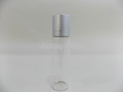 China Transparent Tubular Small Cosmetic Containers , 10ml Glass Vials With Aluminum Cap And Plug for sale