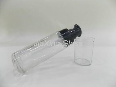 China Glass Tubular Foundation Pump Bottle For Cosmetic Use With Clear Caps for sale