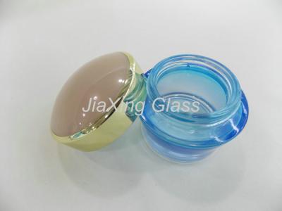 China Customized Colorful 30g 50g Blue Glass Cosmetic Jars , Cream Glass Jar Container Empty for sale