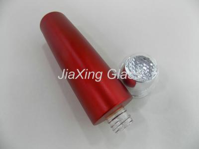 China Red Coating 130ml Glass Lotion Bottle Skin Care Glass Products Packaging for sale